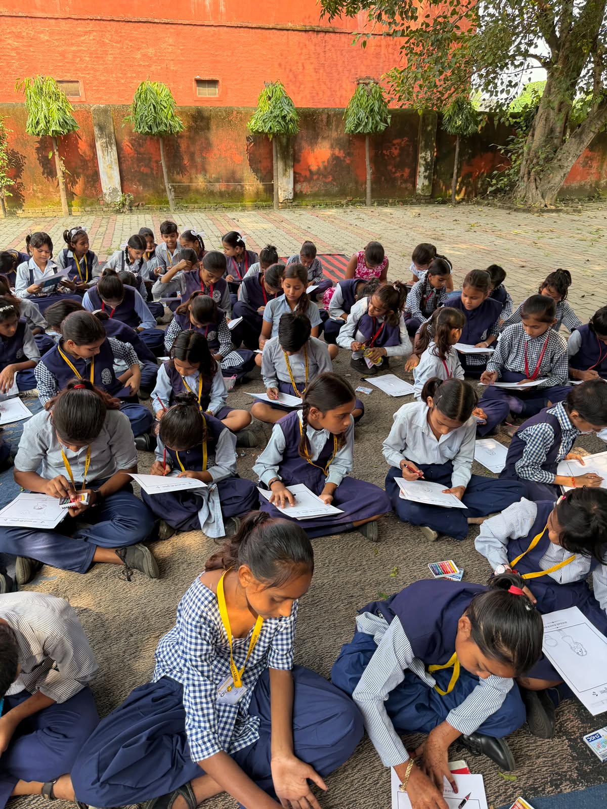 Children taking part in a creative activity